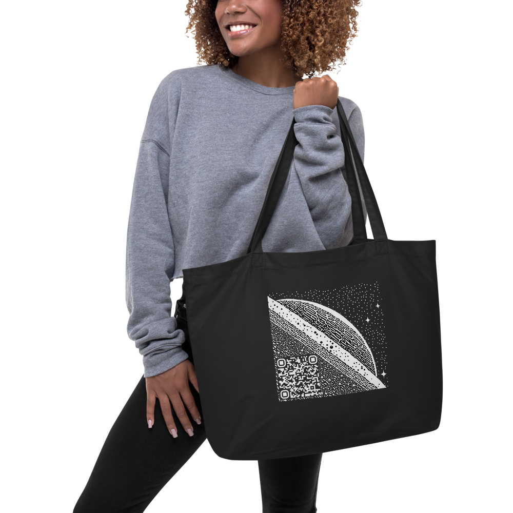 QR Message - Large Organic Tote Bag