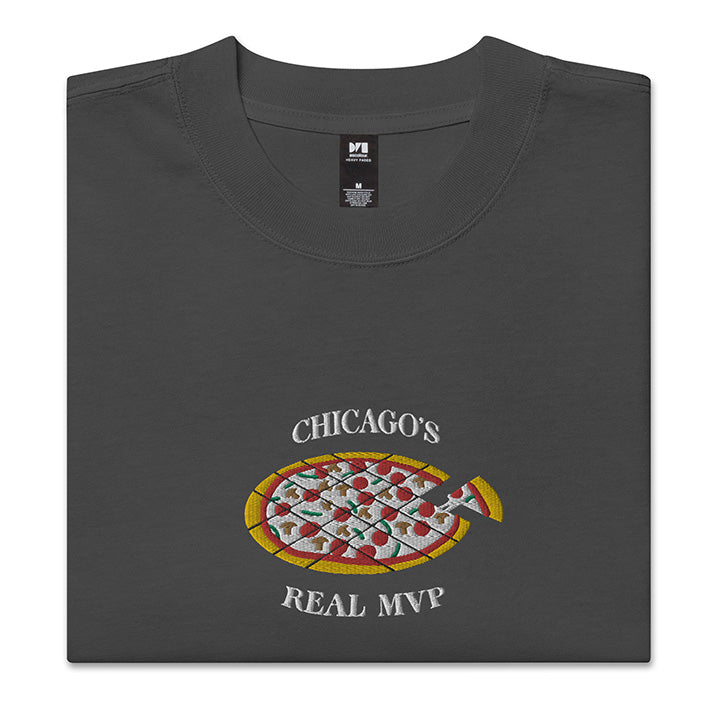 MVPizza - Embroidered Unisex Oversized Faded T-Shirt