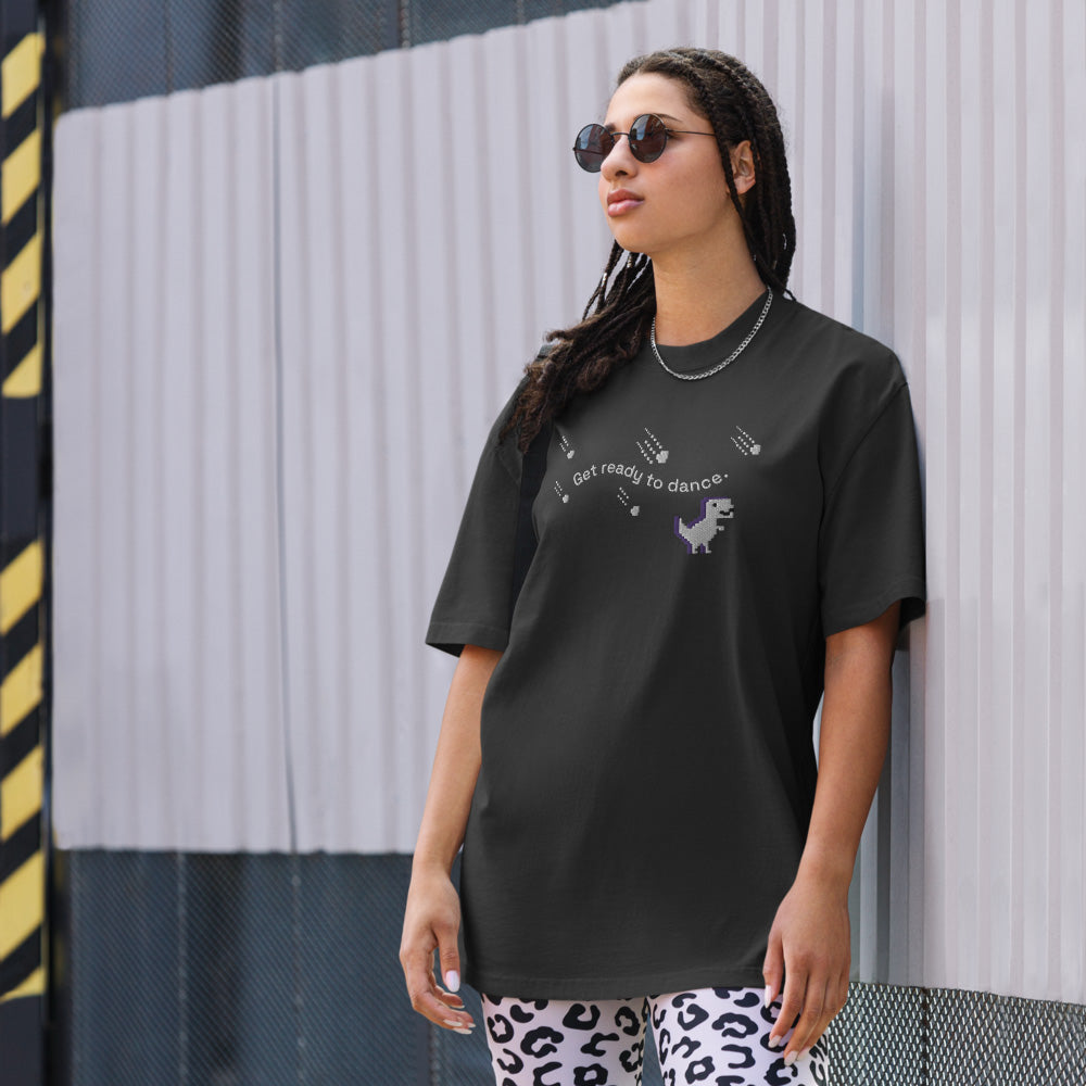 Get Ready To Dance - Embroidered Unisex Oversized Faded T-Shirt