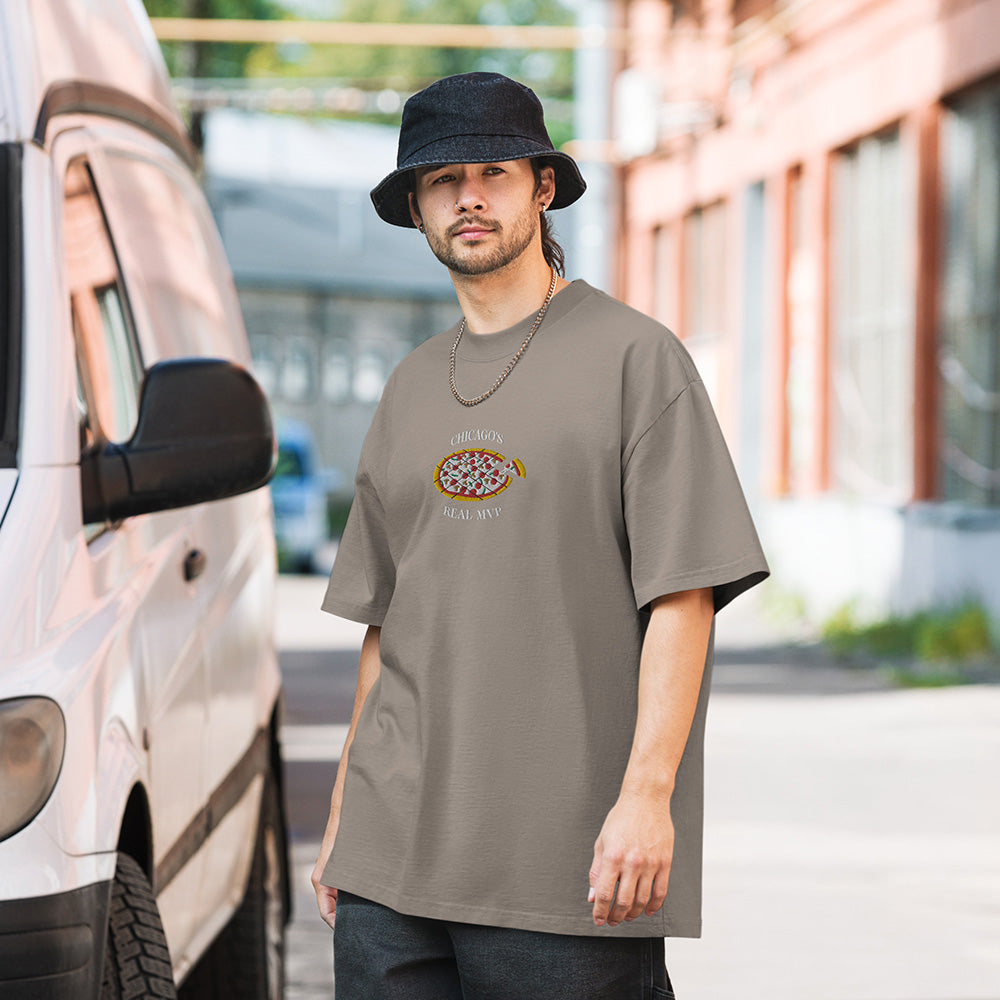 MVPizza - Embroidered Unisex Oversized Faded T-Shirt