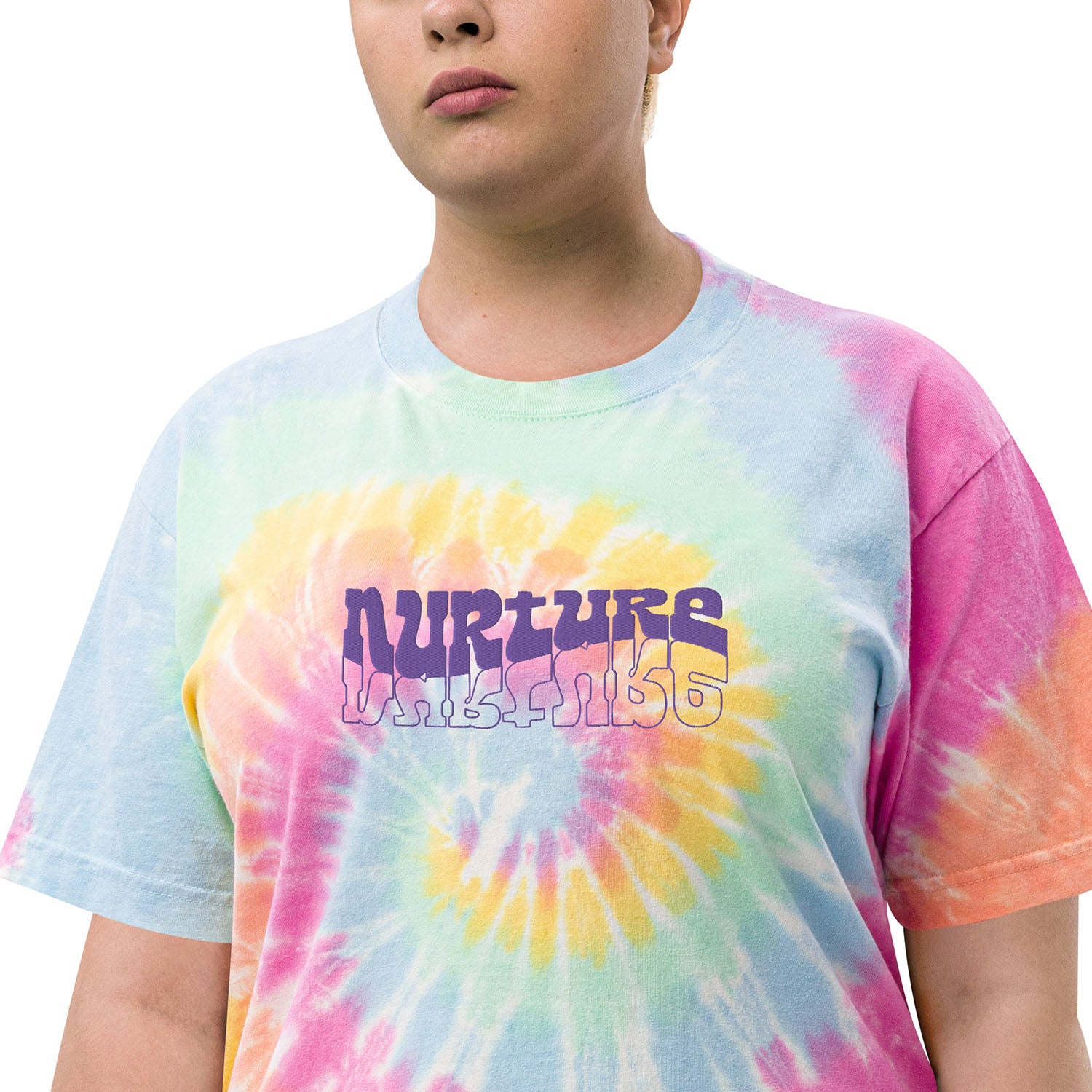 Nurture - Embroidered Unisex Oversized Tie-dye T-shirt